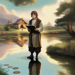 A whimsical depiction of a hobbit cleric of the trickery domain