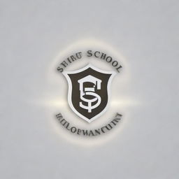 A white school logo with a glowing effect