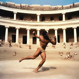 The scene of the MMA fight in ancient Greece intensifies