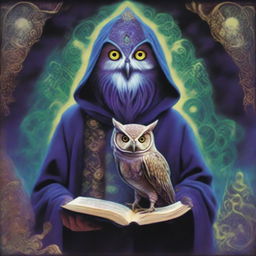 A psychedelic portrait of a young wizard, with a wary look in his eyes