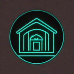 A glowing logo of a school building.