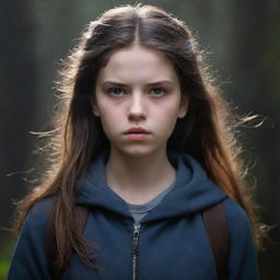 A teenage girl named Seraphina with an aura of rebellion and determination. She has a stifled, longing expression, hinting at her confined life. Background should evoke a sense of fantasy.