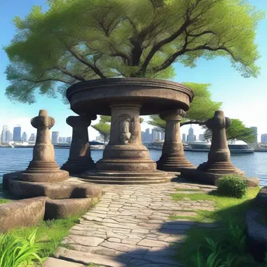 According to ancient legends, the safety island originated as a sacred space where gods and goddesses would reside, keeping watch over the city streets.