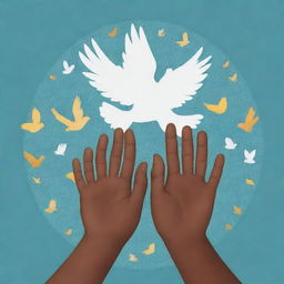 A visually striking canva-like background focused on advocacy themes. It should evoke the concept of justice, unity and activism. Amalgamation of symbolic characteristics like scale of justice, unity in hands, peace doves, etc.