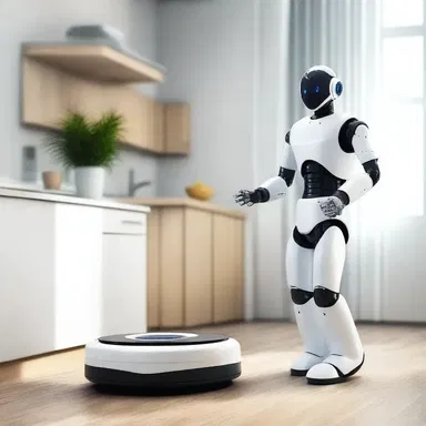 In a futuristic world, advanced robots have replaced human house servants, revolutionizing the concept of domestic chores.