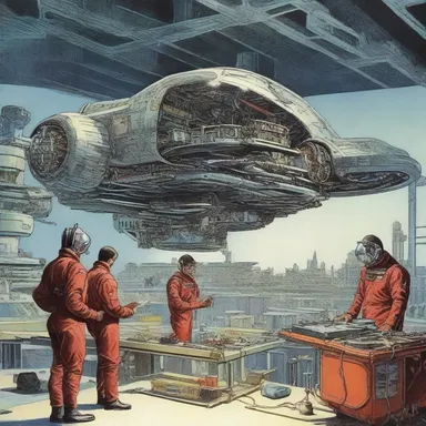 In the science fiction novel, the auto-mechanic was an android programmed to repair and maintain spaceships.