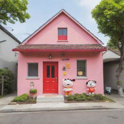 The cartoonish and colorful house of Crayon Shin-chan, emitting a friendly and warm atmosphere.