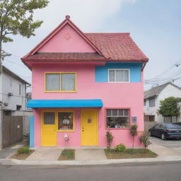 The cartoonish and colorful house of Crayon Shin-chan, emitting a friendly and warm atmosphere.