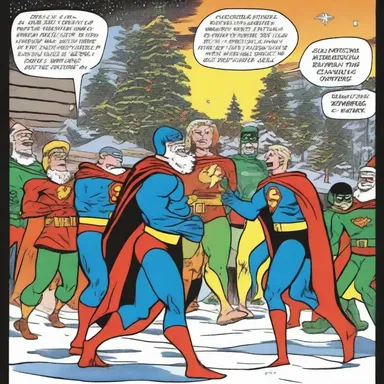 The comic strip featured a festive scene where the superheroes joined forces to save the world during a joyful holiday season.