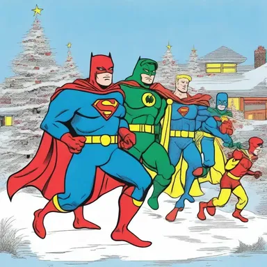 The comic strip featured a festive scene where the superheroes joined forces to save the world during a joyful holiday season.