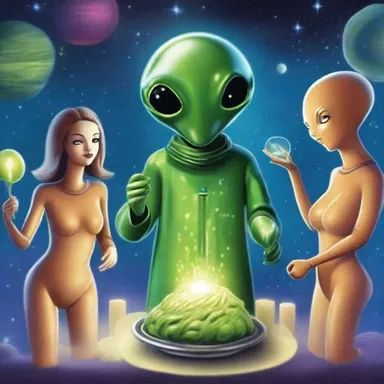 The characters in the science fiction novel were in a festive mood as they celebrated the discovery of intelligent alien life.