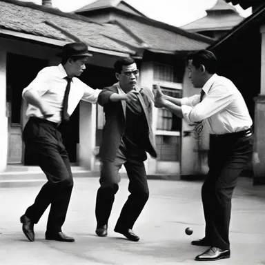 In the film, the detective swung a malacca at the intruder during the intense fight scene.