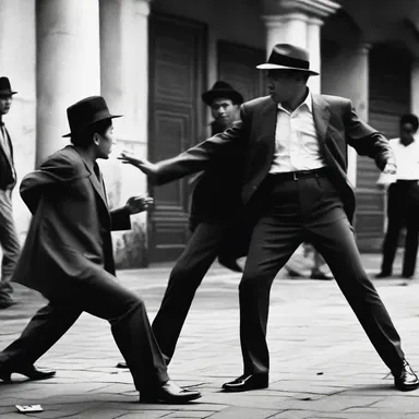 In the film, the detective swung a malacca at the intruder during the intense fight scene.