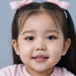 Generate an image of a baby girl with features reminiscent of Jennie Kim, the famous Blackpink member. She is of Korean descent, so ensure her features reflect that.