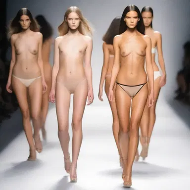 The runway model skillfully undressed and changed outfits in a matter of seconds.