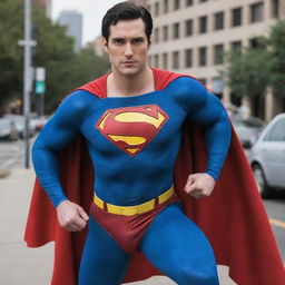 David Corenswet dressed as Superman, wearing the iconic Man of Steel suit.