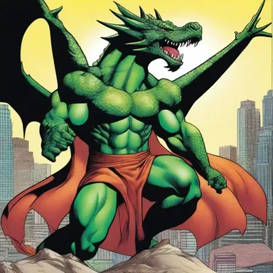 The superhero comic featured a dragon as the main antagonist.