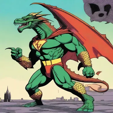 The superhero comic featured a dragon as the main antagonist.