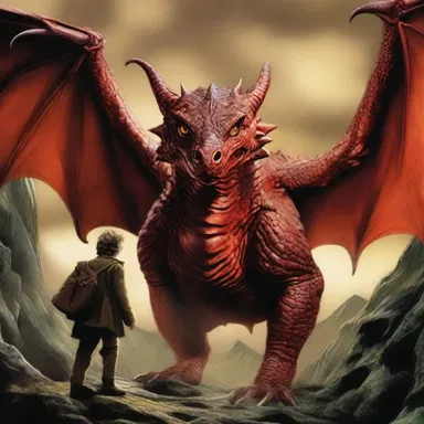 In J.R.R. Tolkien's 'The Hobbit,' Bilbo Baggins encounters the fearsome dragon Smaug.