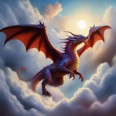 The artist created a stunning painting depicting a majestic dragon soaring through the clouds.
