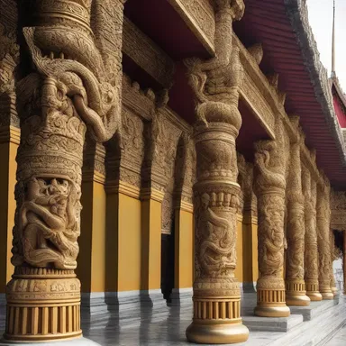 The grand palace featured elaborate dragon motifs carved into the pillars, adding a touch of mystique to the architectural design.