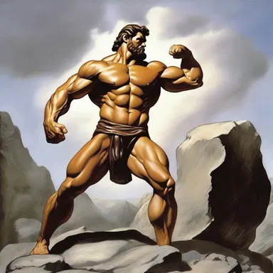 In Greek mythology, Hercules is known for his incredible strength and pushing large boulders out of his way.