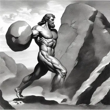 In Greek mythology, Hercules is known for his incredible strength and pushing large boulders out of his way.