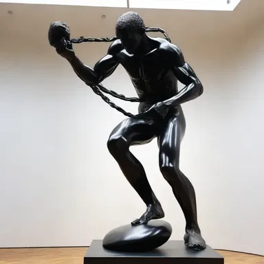 The artist created a stunning sculpture that depicted a figure pushing against the weight of the world, symbolizing the human struggle.