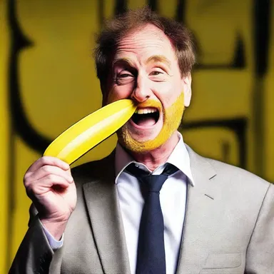 The stand-up comedian told a funny joke about a clumsy professor, who tries to maintain his dignity while slipping on a banana peel.