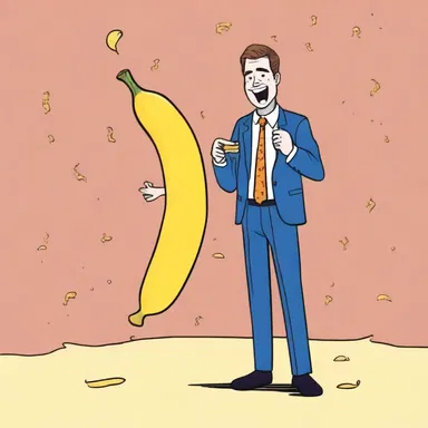 The stand-up comedian told a funny joke about a clumsy professor, who tries to maintain his dignity while slipping on a banana peel.