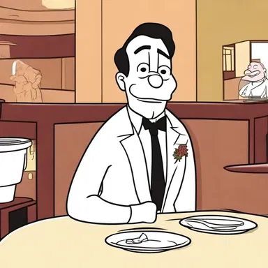 In the cartoon, the character made a reservation at a fancy restaurant but ended up being a no-show.