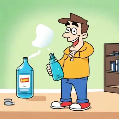 In the cartoon show, the character carries a bottle of propanol to use as a solvent for repairing broken objects.