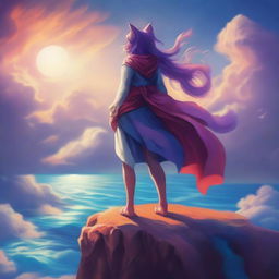 Create a fantasy image featuring a catgirl