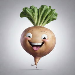 An anthropomorphized turnip laughing heartily with a clear background, suitable for a telegram channel logo.