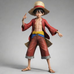 A realistically rendered image of the teenage Luffy from One Piece, envisaged as the Pirate King.