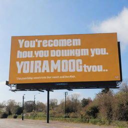 A large billboard on a sunny afternoon, displaying the comforting message 'You're bigger than what's making you anxious'