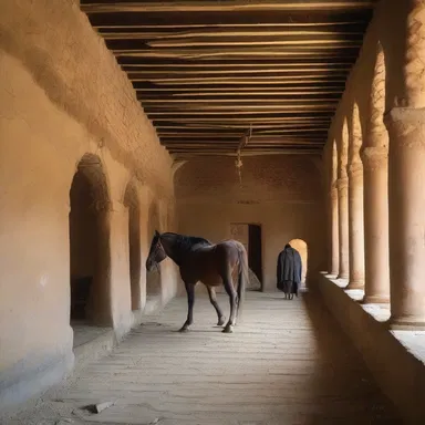 The monks built a stabling within the monastery to house their sacred horses used for religious ceremonies.