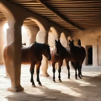 The monks built a stabling within the monastery to house their sacred horses used for religious ceremonies.