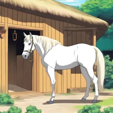In the popular anime show, the main character's horse has a luxurious stabling with all the amenities in the fictional world.