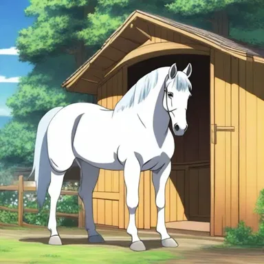 In the popular anime show, the main character's horse has a luxurious stabling with all the amenities in the fictional world.