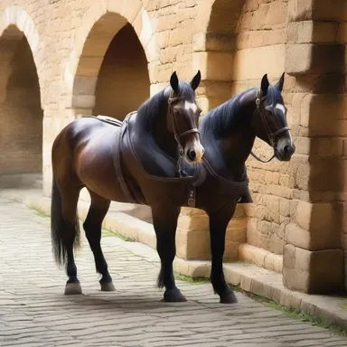During the medieval period, knights kept their horses in a stabling near the castle, ensuring their steeds were ready for battle.
