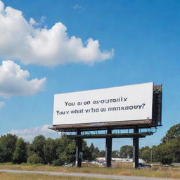 A large billboard under a bright afternoon sky, bearing the positive message 'You're bigger than what's making you anxious'