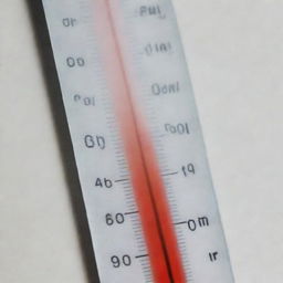 A close-up image of a glass thermometer displaying a temperature of 96 degrees.