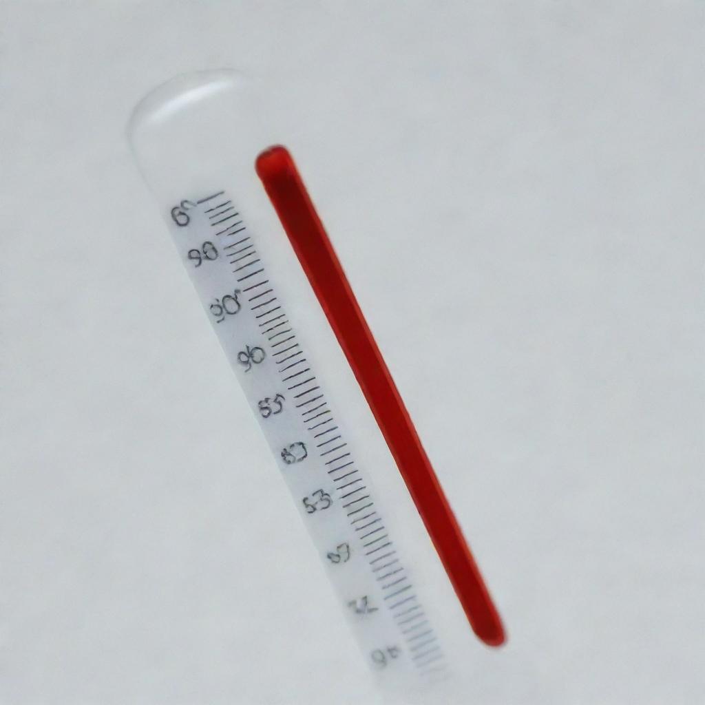 A close-up image of a glass thermometer displaying a temperature of 96 degrees.