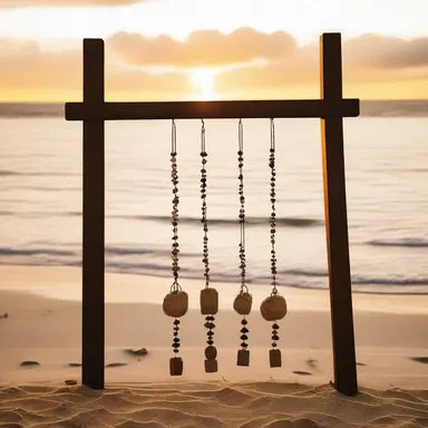 As the sun set over the beach, the wind chimes created a soft tinkle, setting a romantic mood for the couple.