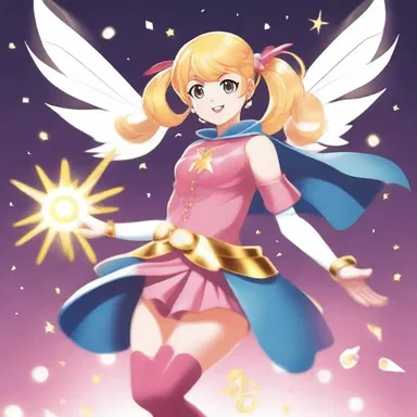 The magical girl transformed into her superhero form with a flash of light and the tinkle of bells.