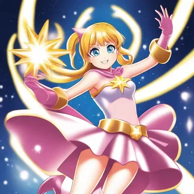 The magical girl transformed into her superhero form with a flash of light and the tinkle of bells.