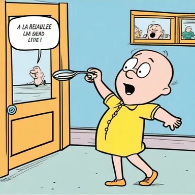 The comic strip depicted the character hitting a glass with a spoon, creating a tinkle sound effect.