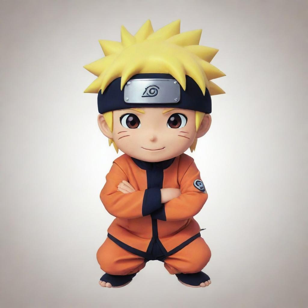 An endearing image of little Naruto, depicted in an animated style, embodying an air of bashfulness.