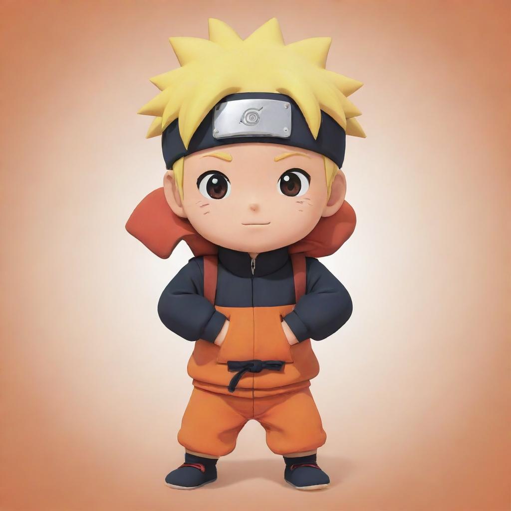 An endearing image of little Naruto, depicted in an animated style, embodying an air of bashfulness.